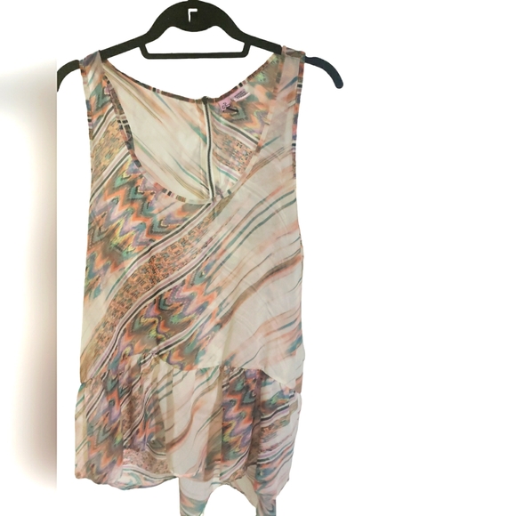 SHEER SLEEVELESS TOP/ ZIPPER RUFFEL BOTTOM - Picture 3 of 10